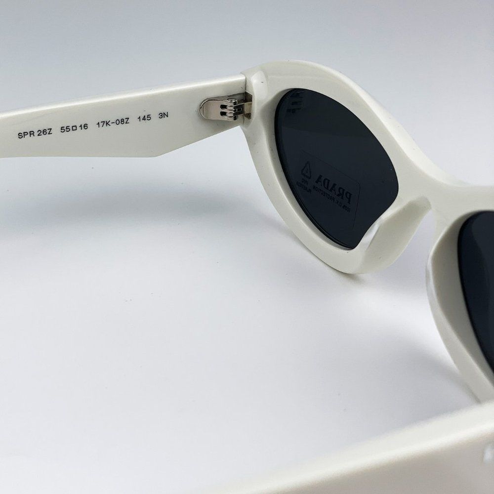 Prada PR26ZS 17K08Z Sunglasses Talc White Dark Grey Oval Women - Picture 14 of 15